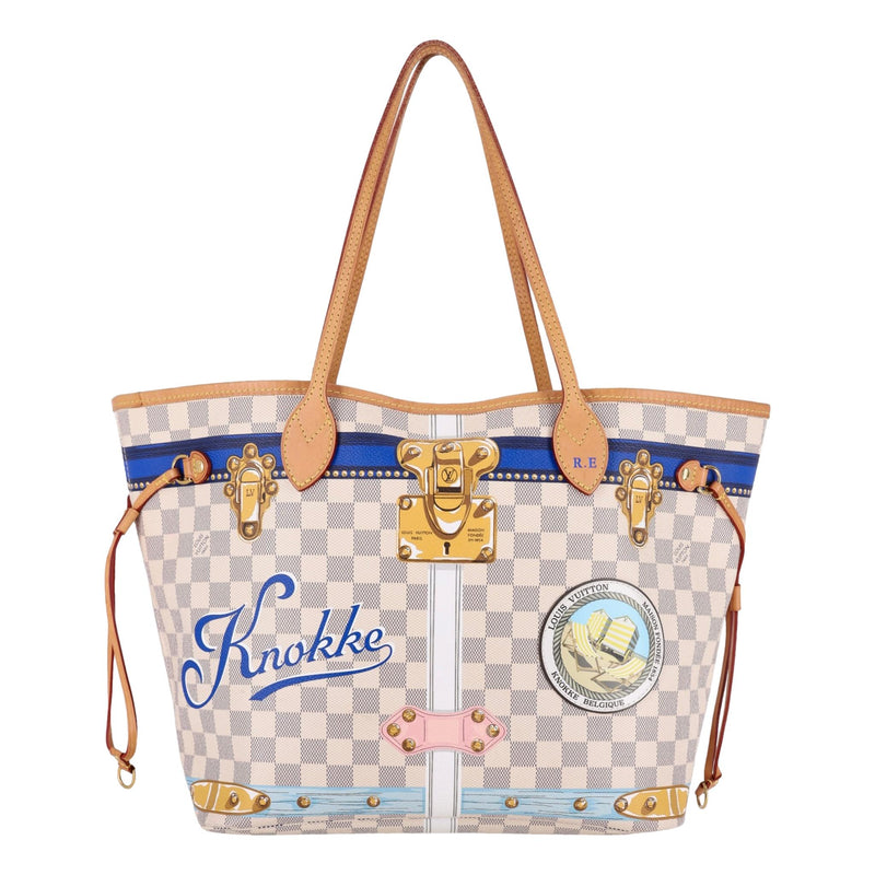 Louis Vuitton Limited Edition Damier Azur Summer Trunks Knokke Neverfull MM Bag & Pochete