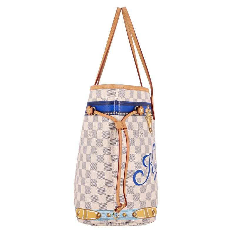 Louis Vuitton Limited Edition Damier Azur Summer Trunks Knokke Neverfull MM Bag & Pochete