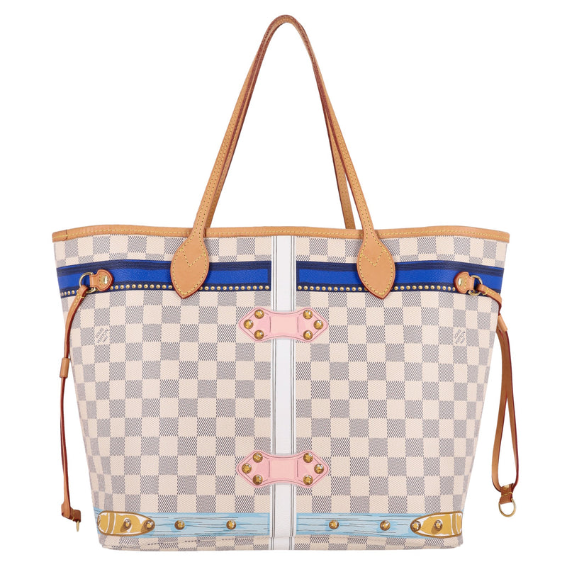 Louis Vuitton Limited Edition Damier Azur Summer Trunks Knokke Neverfull MM Bag & Pochete
