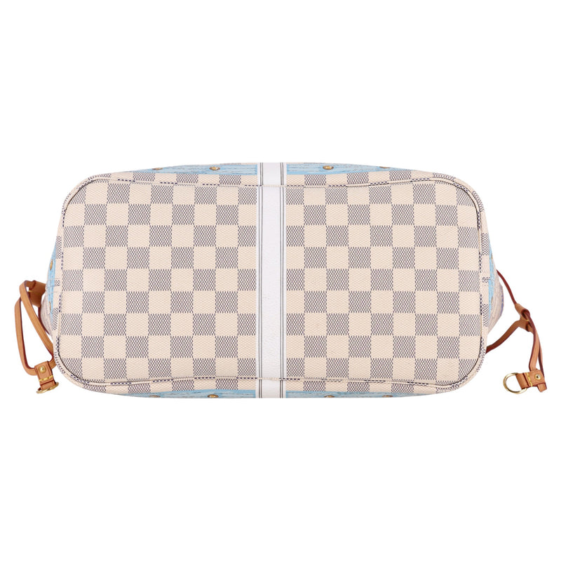 Louis Vuitton Limited Edition Damier Azur Summer Trunks Knokke Neverfull MM Bag & Pochete
