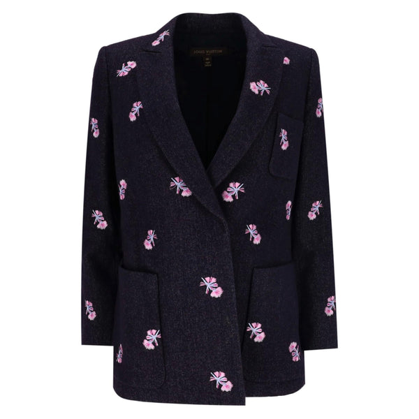 Louis Vuitton Floral-Embroidered Wool, Cashmere & Silk Blend Jacket. Size 40FR