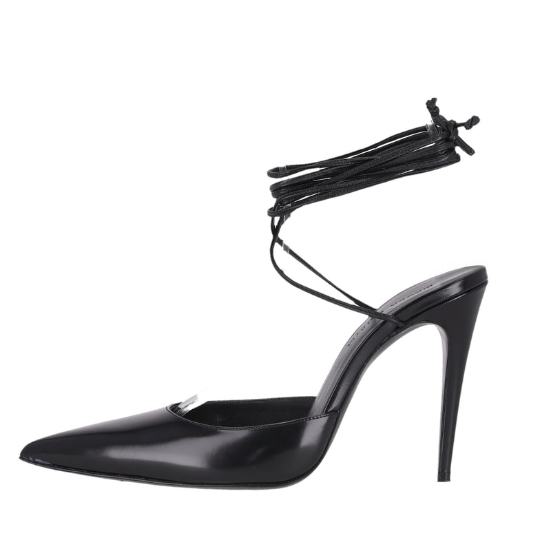 Magda Butrym Leather Ankle-Tie Stiletto Heels.Size 36