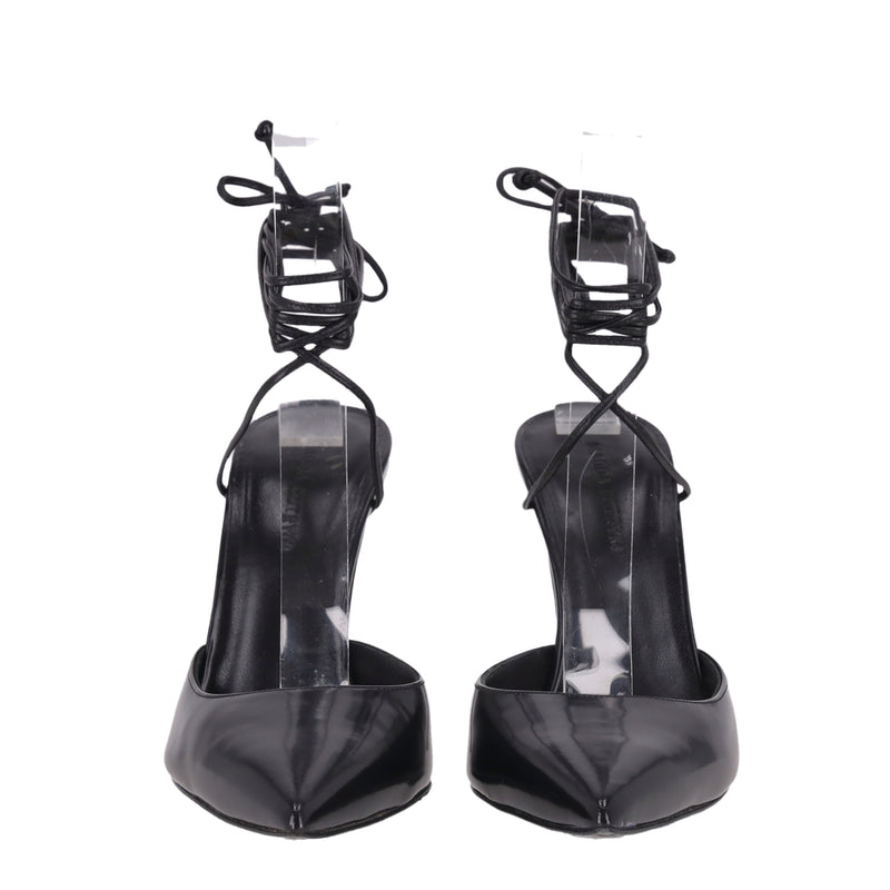 Magda Butrym Leather Ankle-Tie Stiletto Heels.Size 36