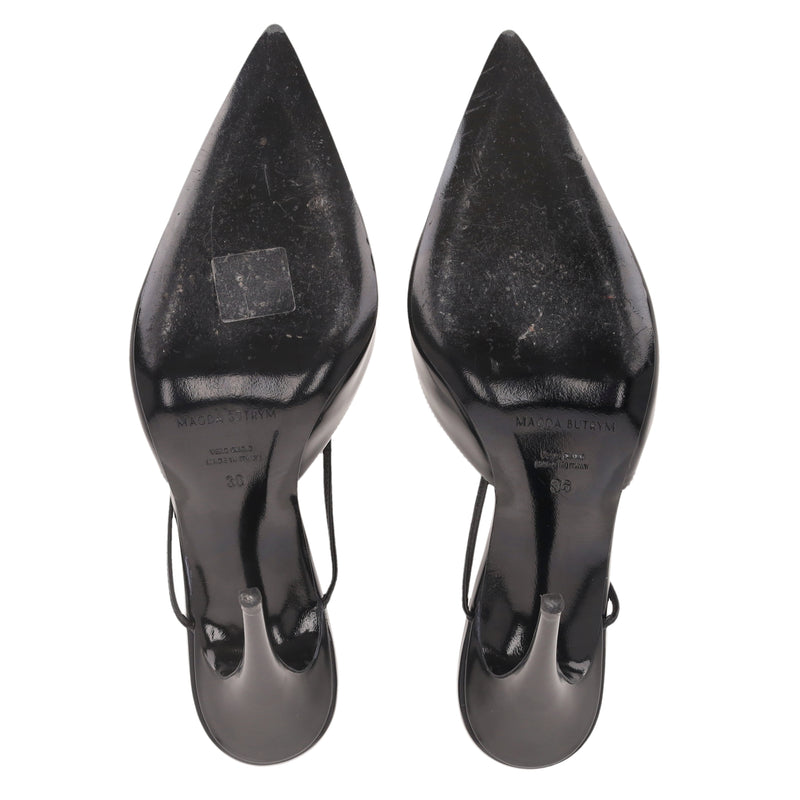 Magda Butrym Leather Ankle-Tie Stiletto Heels.Size 36