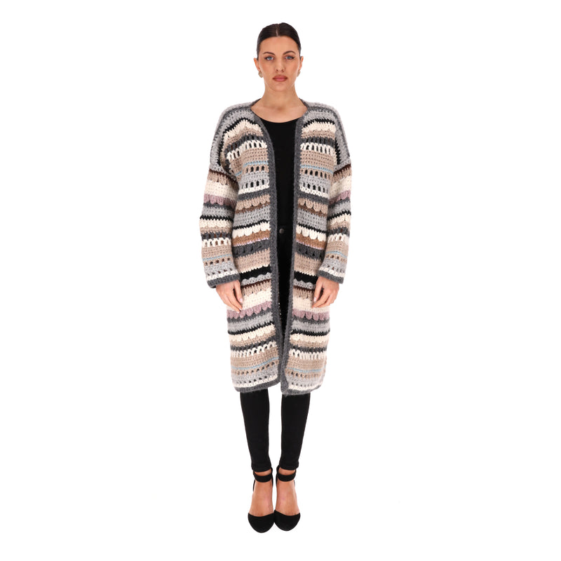 Maiami Alpaca & Merino Wool Crochet Cardi/Coat. Size S/M