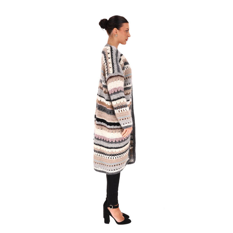 Maiami Alpaca & Merino Wool Crochet Cardi/Coat. Size S/M