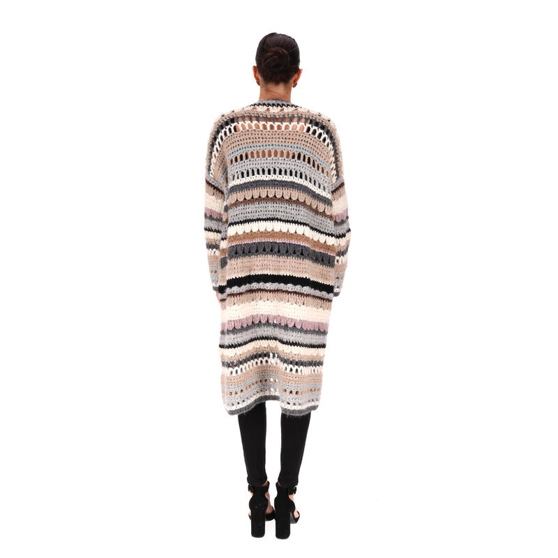 Maiami Alpaca & Merino Wool Crochet Cardi/Coat. Size S/M