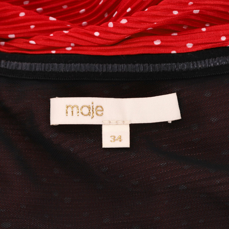 Maje Strapless Ruched Polka-Dot Mini Dress. Size 34FR