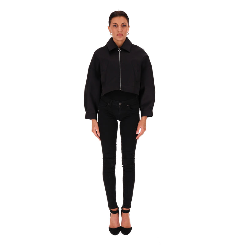 Maje Cropped Satin Jacket. Size 40FR