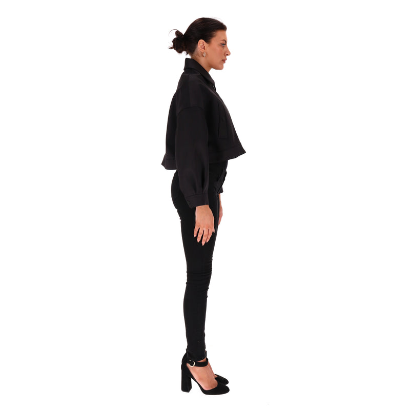 Maje Cropped Satin Jacket. Size 40FR