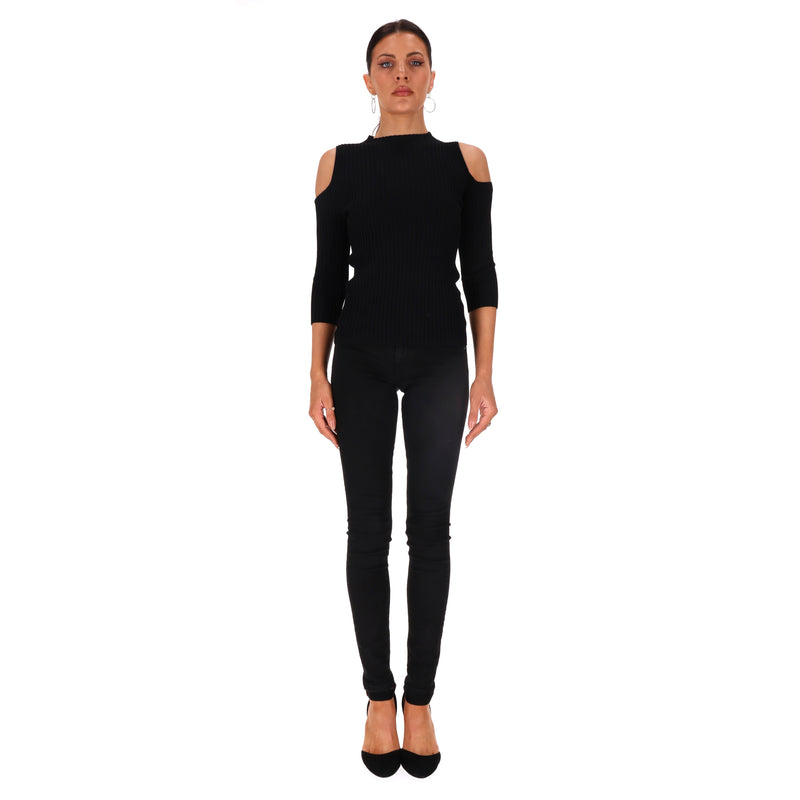 Maje Knitted Cold-Shoulder Top. Size 1