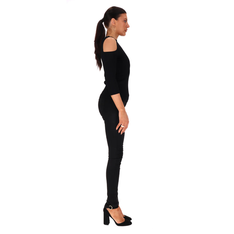 Maje Knitted Cold-Shoulder Top. Size 1