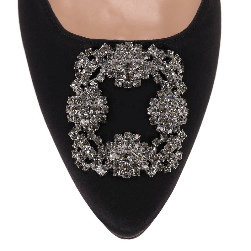 Manolo Blahnik 'Hangisi' Crystal Embellished Satin Heeled Mules. Size 40