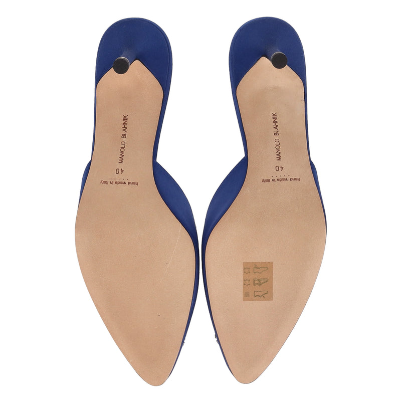 Manolo Blahnik 'Hangisi' Crystal Embellished Satin Heeled Mules. Size 40