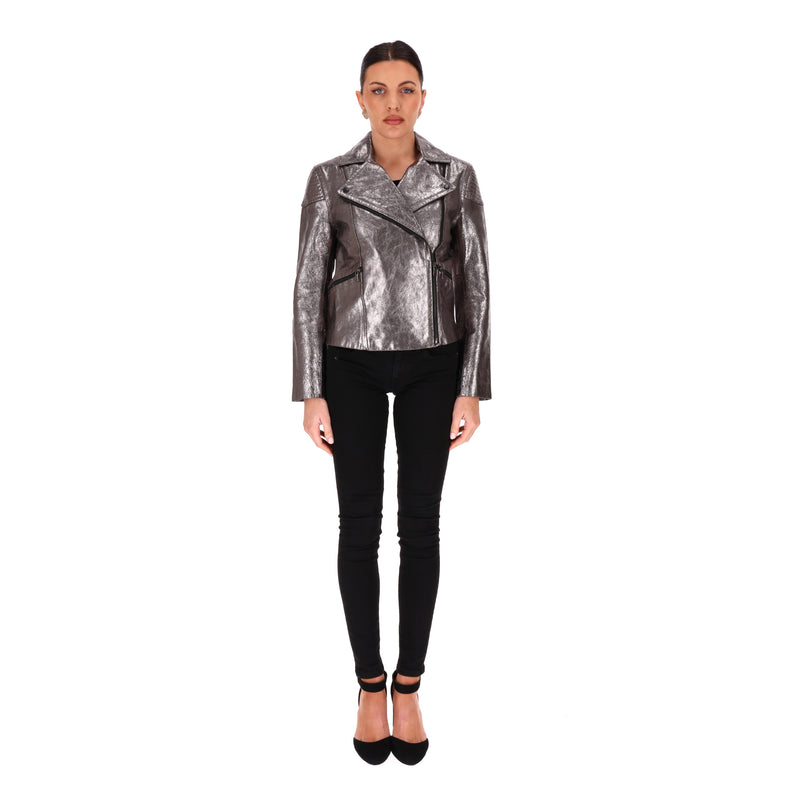 Marc By Marc Jacobs Metallic Leather Biker Jacket. Size S