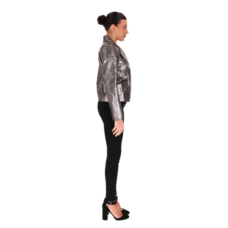 Marc By Marc Jacobs Metallic Leather Biker Jacket. Size S