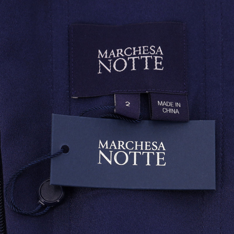 Marchesa Notte Cut-Out Detail Ombre Floral Plisse-Chiffon Gown. Size 2US