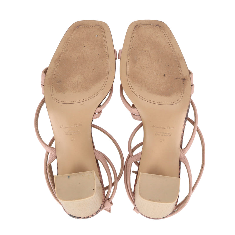 Massimo Dutti Snake Print Leather Sandals. Size 37