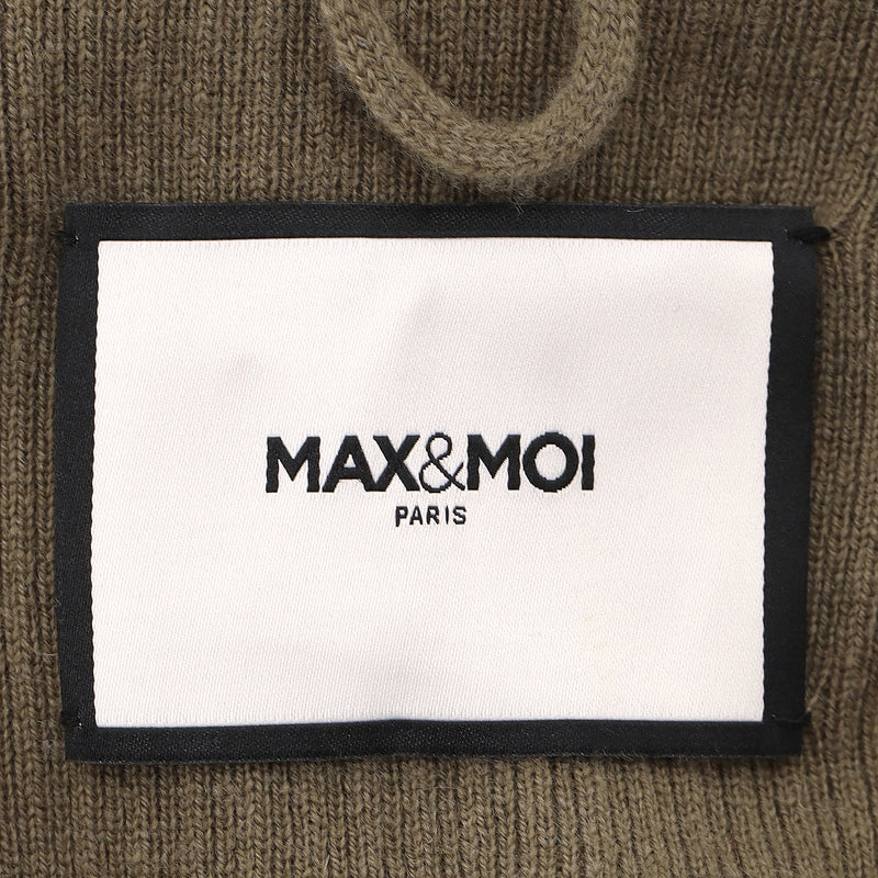 Max & Moi Merino Wool & Cashmere Blue Fox Trimmed Zipped Cardigan. Size S