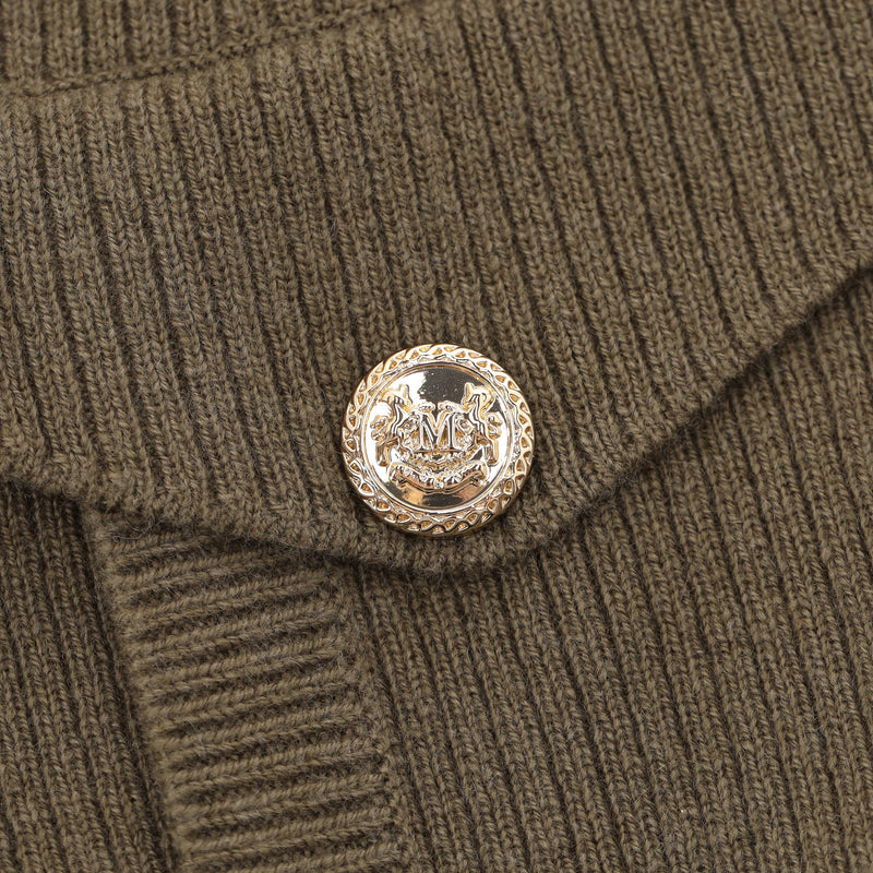 Max & Moi Merino Wool & Cashmere Blue Fox Trimmed Zipped Cardigan. Size S