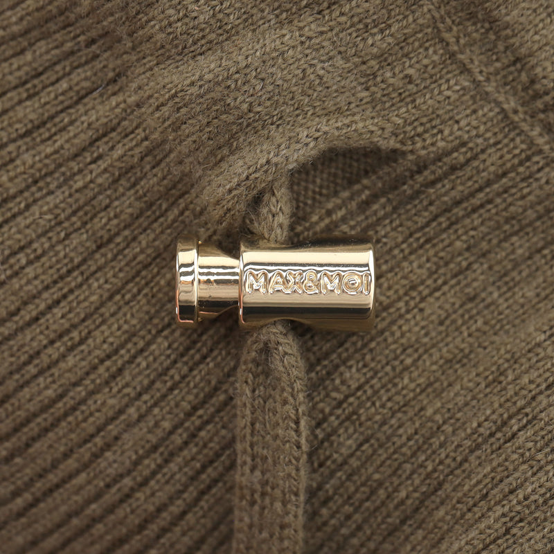 Max & Moi Merino Wool & Cashmere Blue Fox Trimmed Zipped Cardigan. Size S