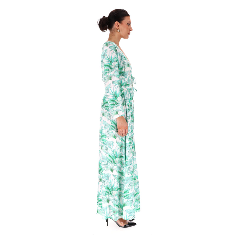 Mellisa Odabash Palm Print Kaftan Dress. Size XS