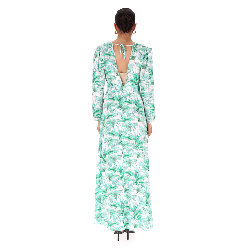 Mellisa Odabash Palm Print Kaftan Dress. Size XS