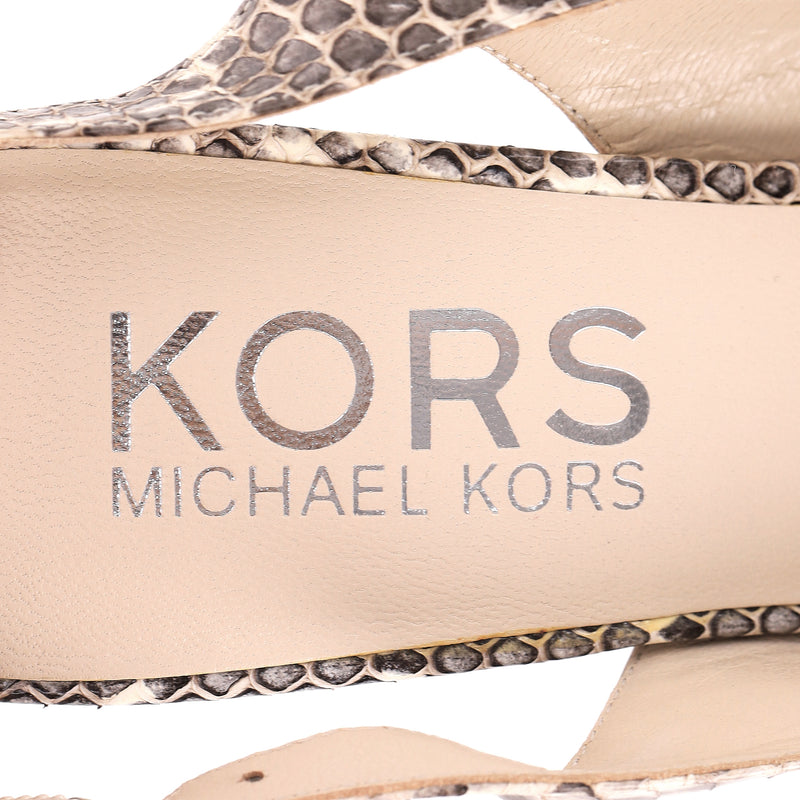 Michael Kors Snake-Embossed Leather Slingback Pumps. Size 40.5