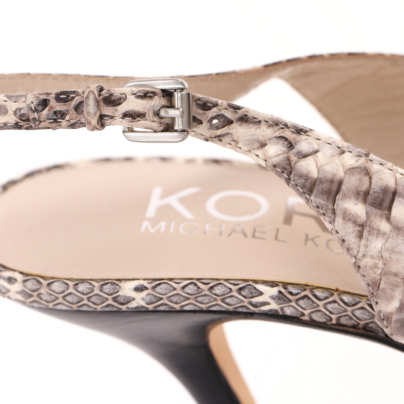 Michael Kors Snake-Embossed Leather Slingback Pumps. Size 40.5