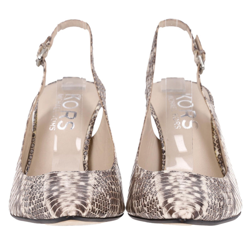Michael Kors Snake-Embossed Leather Slingback Pumps. Size 40.5