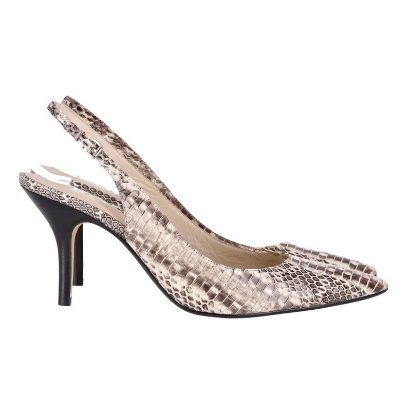 Michael Kors Snake-Embossed Leather Slingback Pumps. Size 40.5