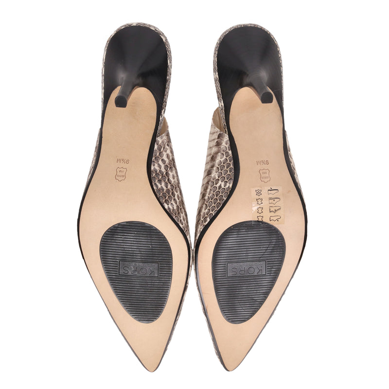 Michael Kors Snake-Embossed Leather Slingback Pumps. Size 40.5