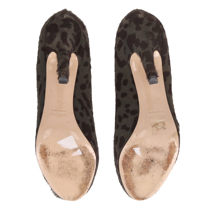 Miu Miu Leopard Print Pony Hair Pumps. Size 41