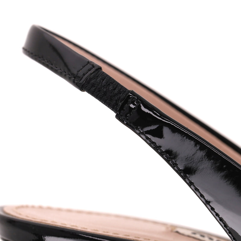 Miu Miu Patent Leather Slingback Pumps With A Crystal Strap. Size 39