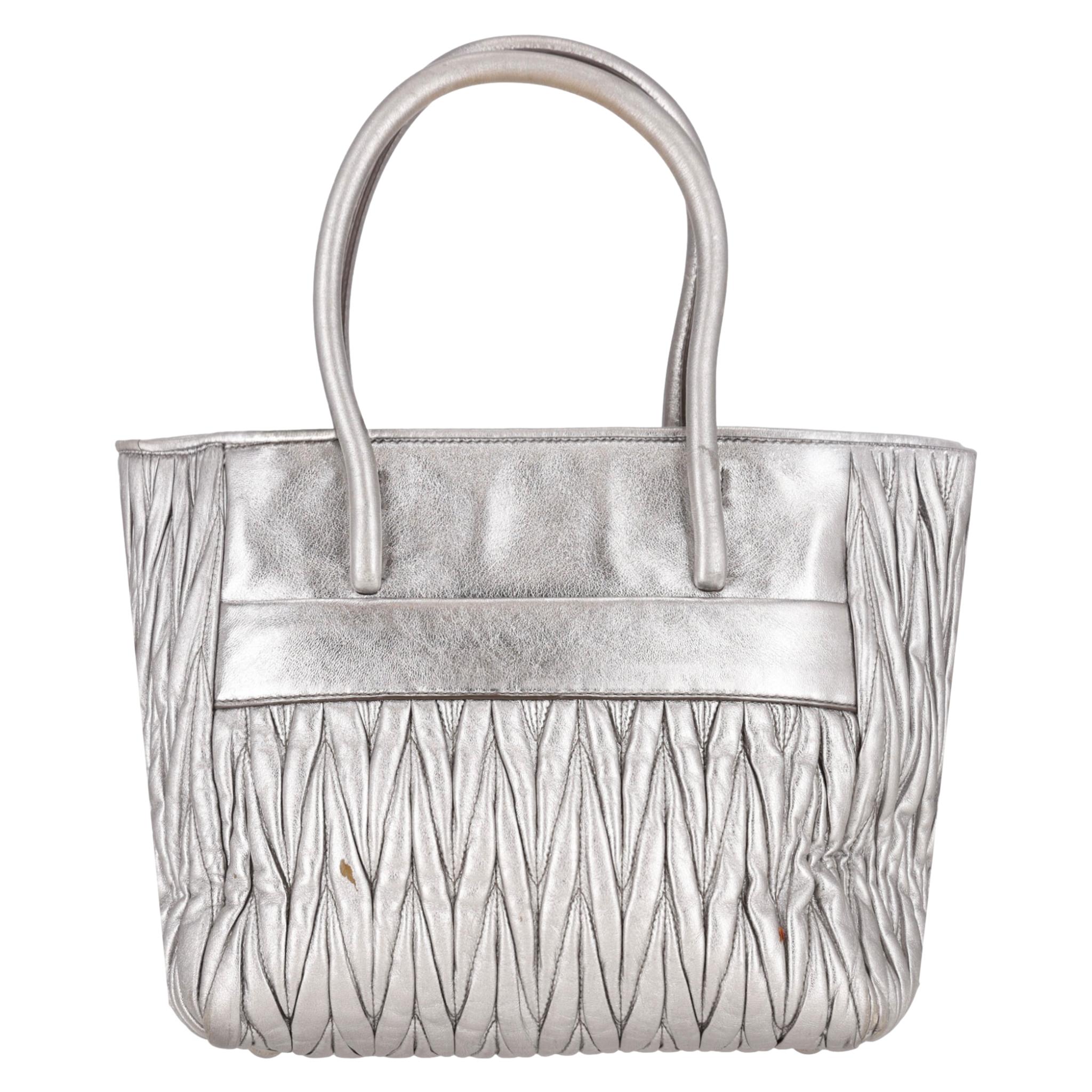 Miu Miu Double Zip Matelasse Metallic Leather Satchel Bag – Shush