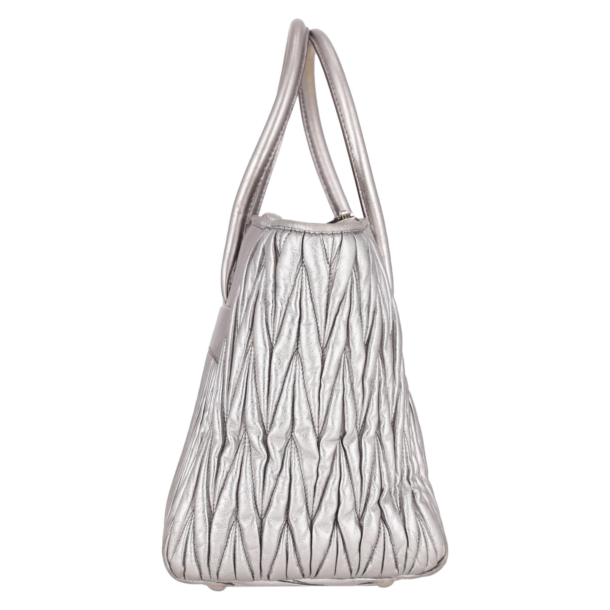 Miu Miu Double Zip Matelasse Metallic Leather Satchel Bag – Shush