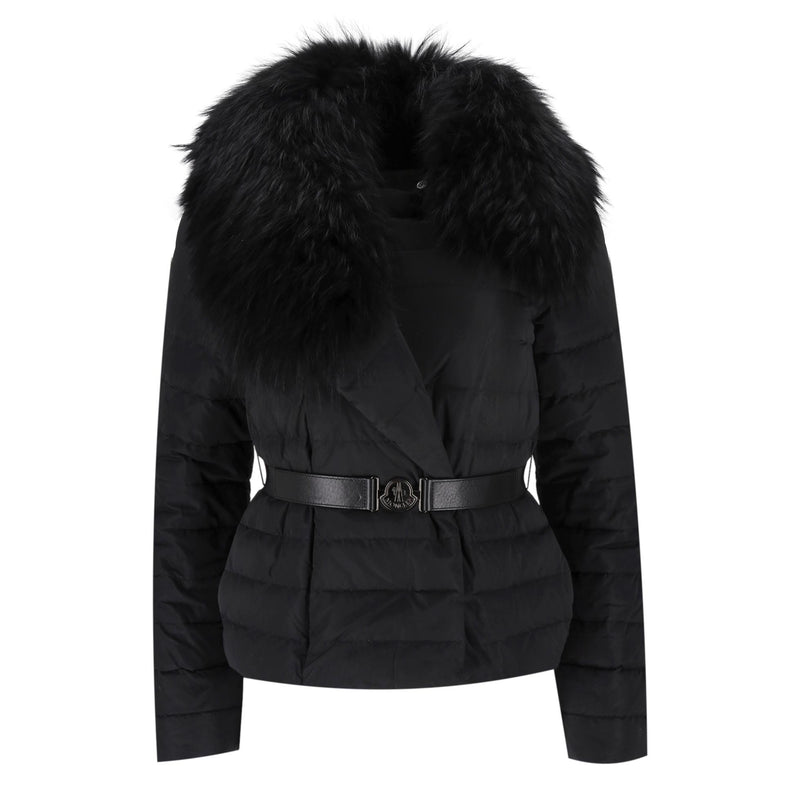 Moncler Down Fur-Trim Hood Jacket. Size 0