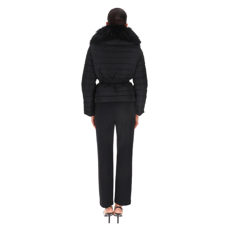 Moncler Down Fur-Trim Hood Jacket. Size 0