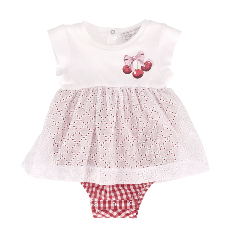 Monnalisa Baby Girl Cotton Romper Dress. Size 3M