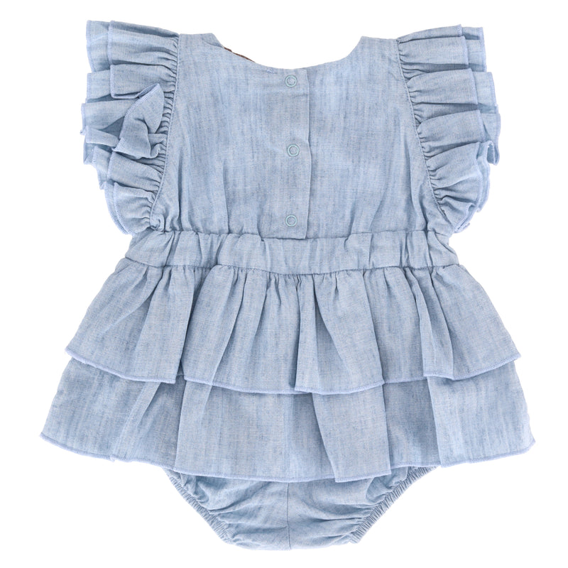 Monnalisa Baby Girl Linen Blend Romper Dress. Size 3M
