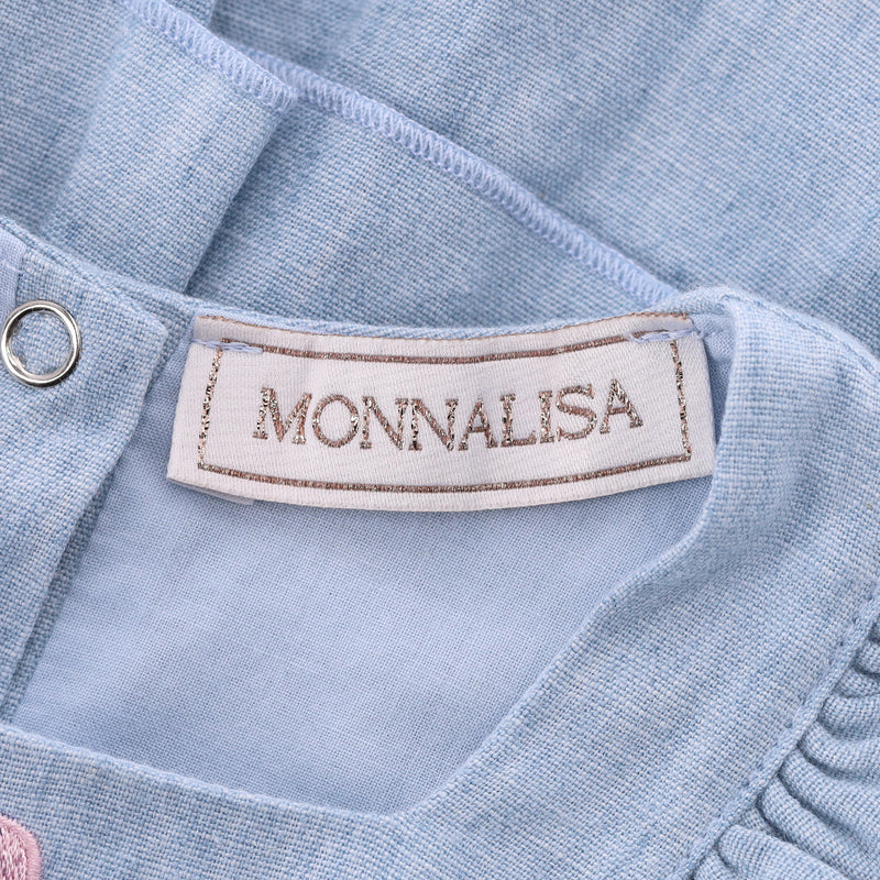Monnalisa Baby Girl Linen Blend Romper Dress. Size 3M
