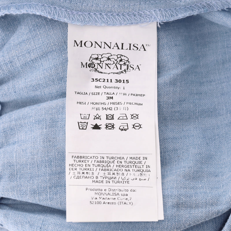 Monnalisa Baby Girl Linen Blend Romper Dress. Size 3M