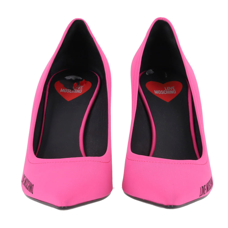 Love Moschino Logo Lycra Heels. Size 39