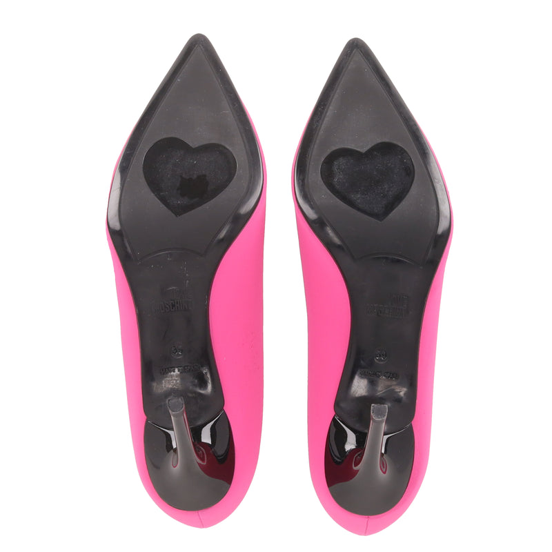 Love Moschino Logo Lycra Heels. Size 39