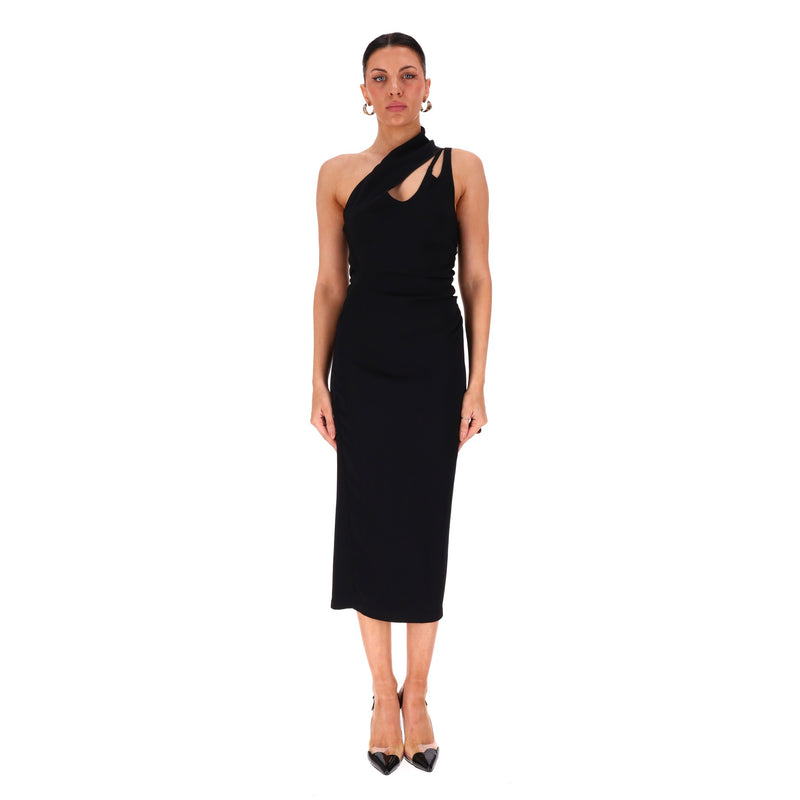 Mugler Asymmetric Cut-Out Neckline Bodycon Dress. Size 40FR