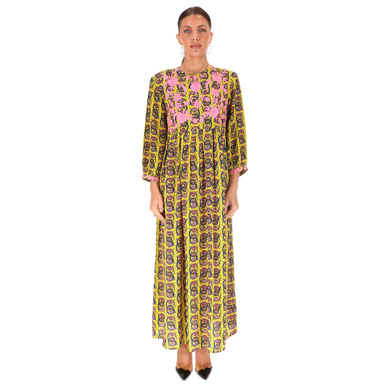 Muzungu Sisters Embroidered Silk Touba Dress. Size L