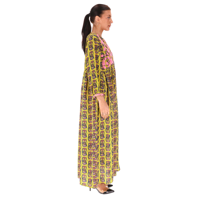 Muzungu Sisters Embroidered Silk Touba Dress. Size L