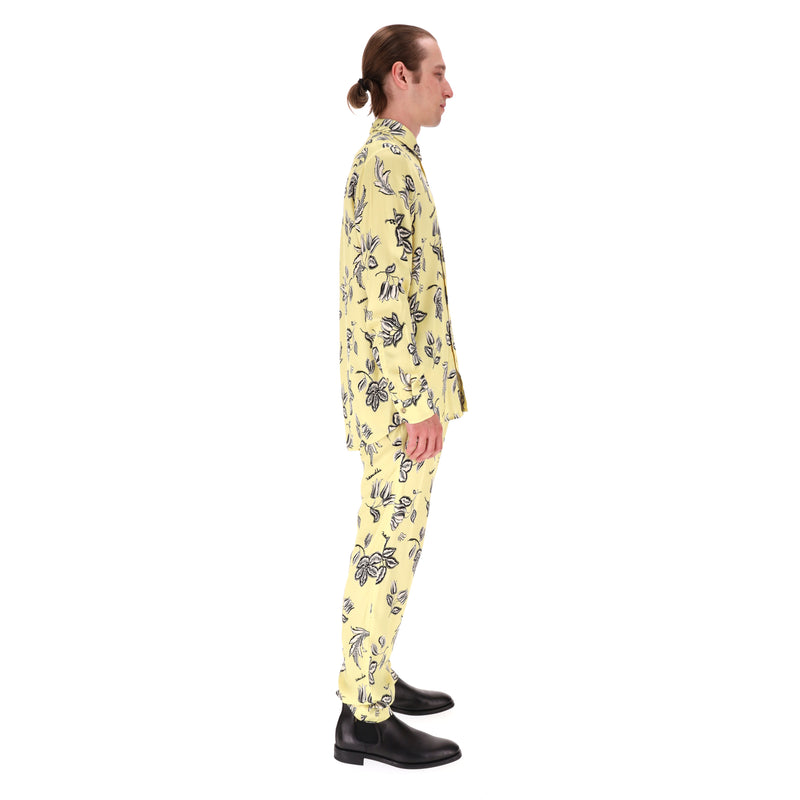 Nanushka Floral-Print Satin Shirt & Trousers Suit/Set. Size S