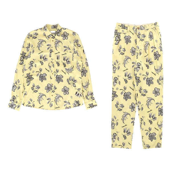 Nanushka Floral-Print Satin Shirt & Trousers Suit/Set. Size S