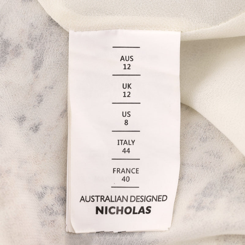 Nicholas Ruched Snake Print Silk Midi Skirt. Size 12UK